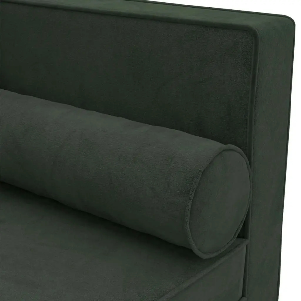 Chaise Lounge with Cushions and Bolster Dark Green Velvet 340705