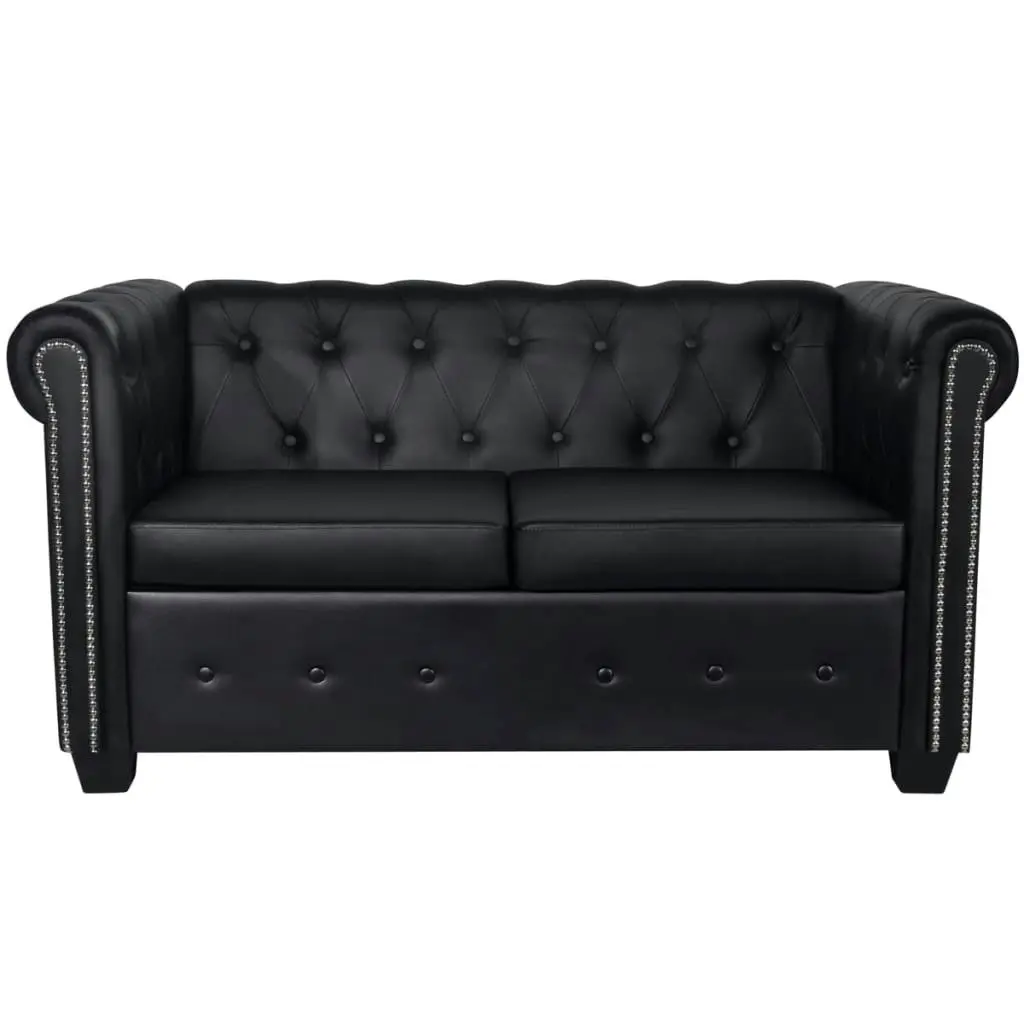 Chesterfield 2-Seater Artificial Leather Black 242369