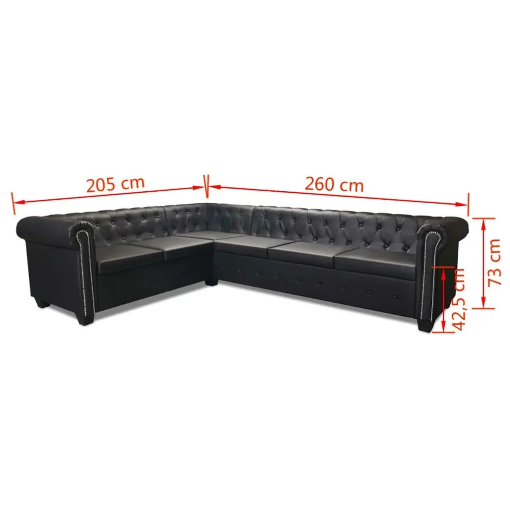 Chesterfield Corner Sofa 6-Seater Artificial Leather Black 243617