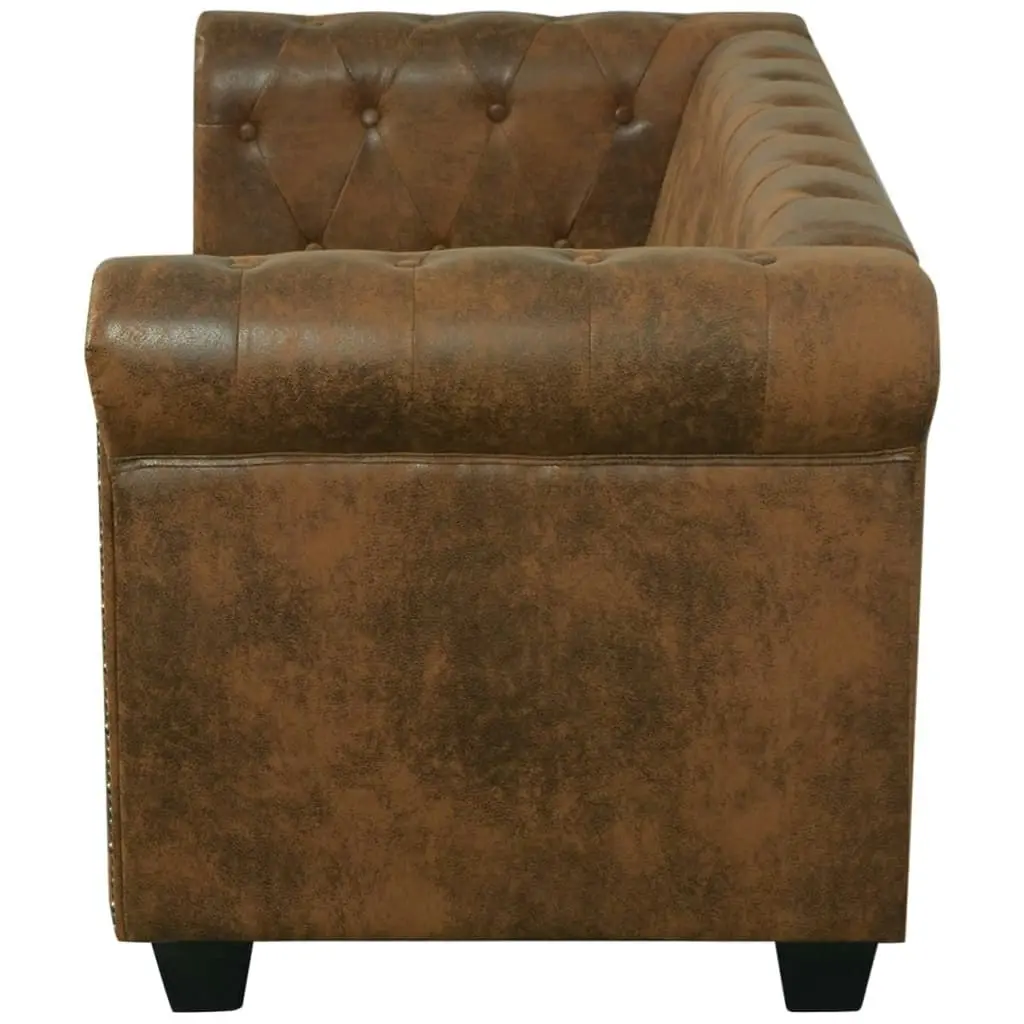 Chesterfield Sofa 2-Seater Artificial Leather Brown 243619