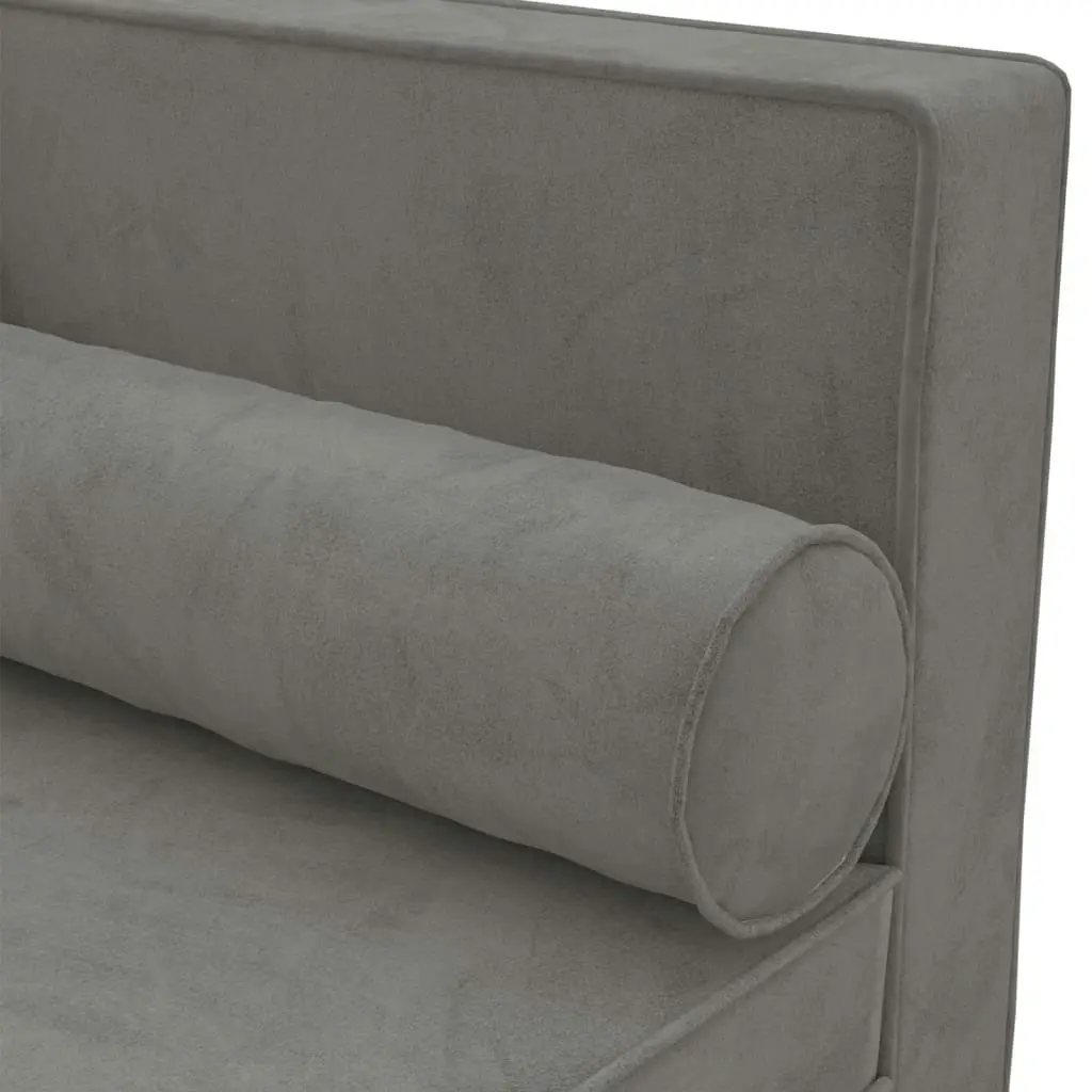 Chaise Lounge with Cushions and Bolster Light Grey Velvet 340703