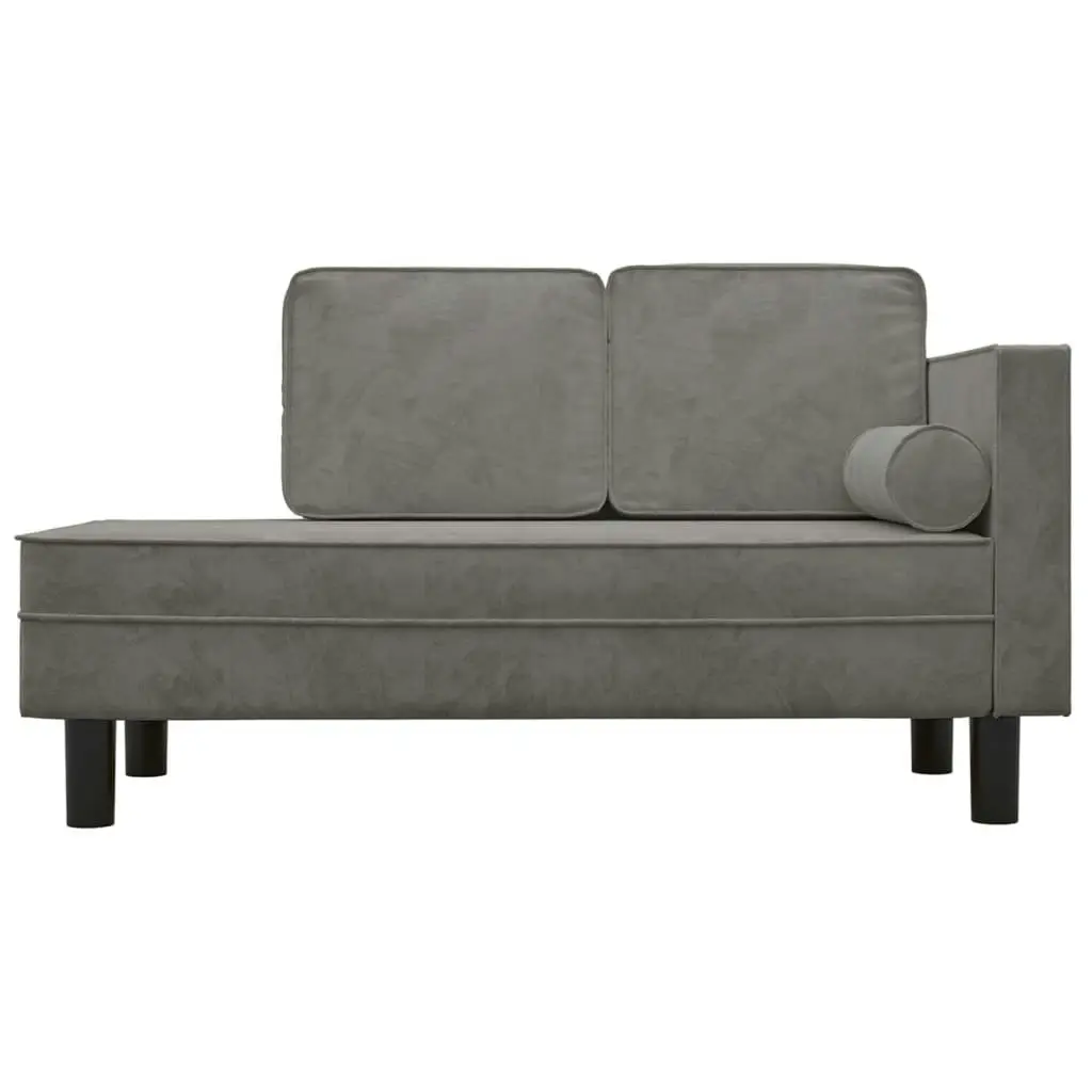 Chaise Lounge with Cushions and Bolster Light Grey Velvet 340703