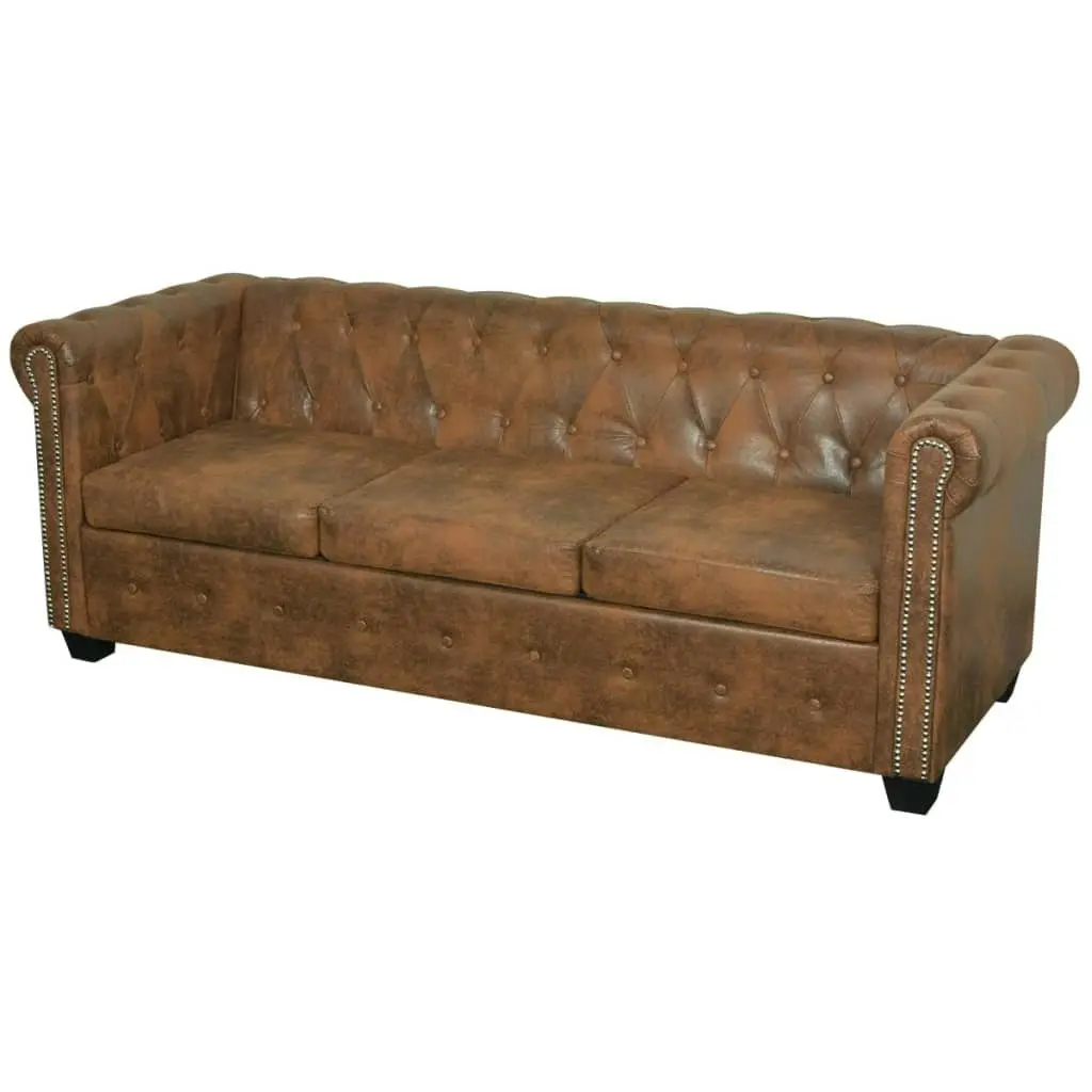 Chesterfield 2-Seater and 3-Seater Sofa Set Brown 274322