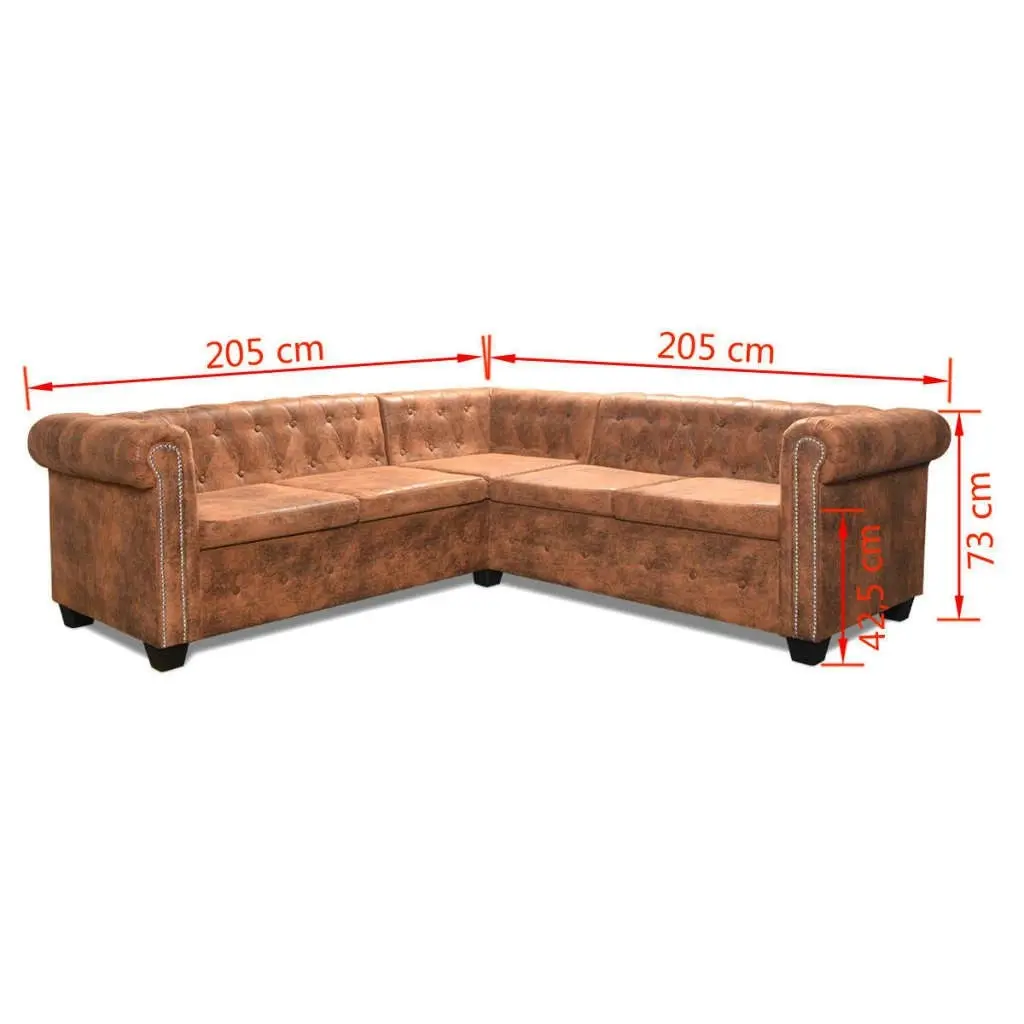 Chesterfield Corner Sofa 5-Seater Artificial Leather Brown 243615