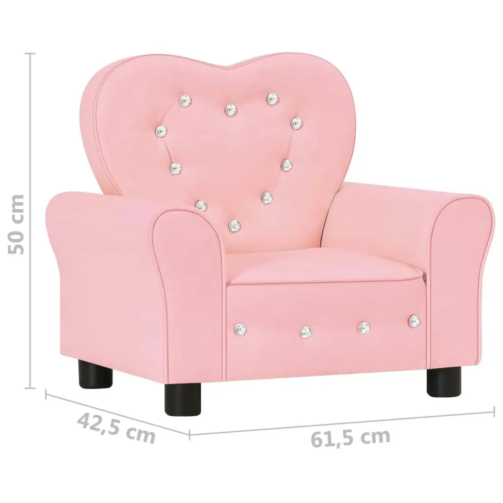 Children Sofa Pink Faux Leather 325523