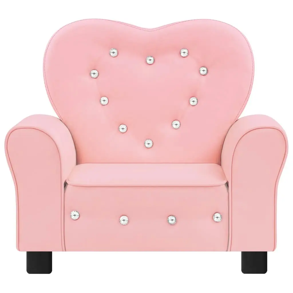 Children Sofa Pink Faux Leather 325523