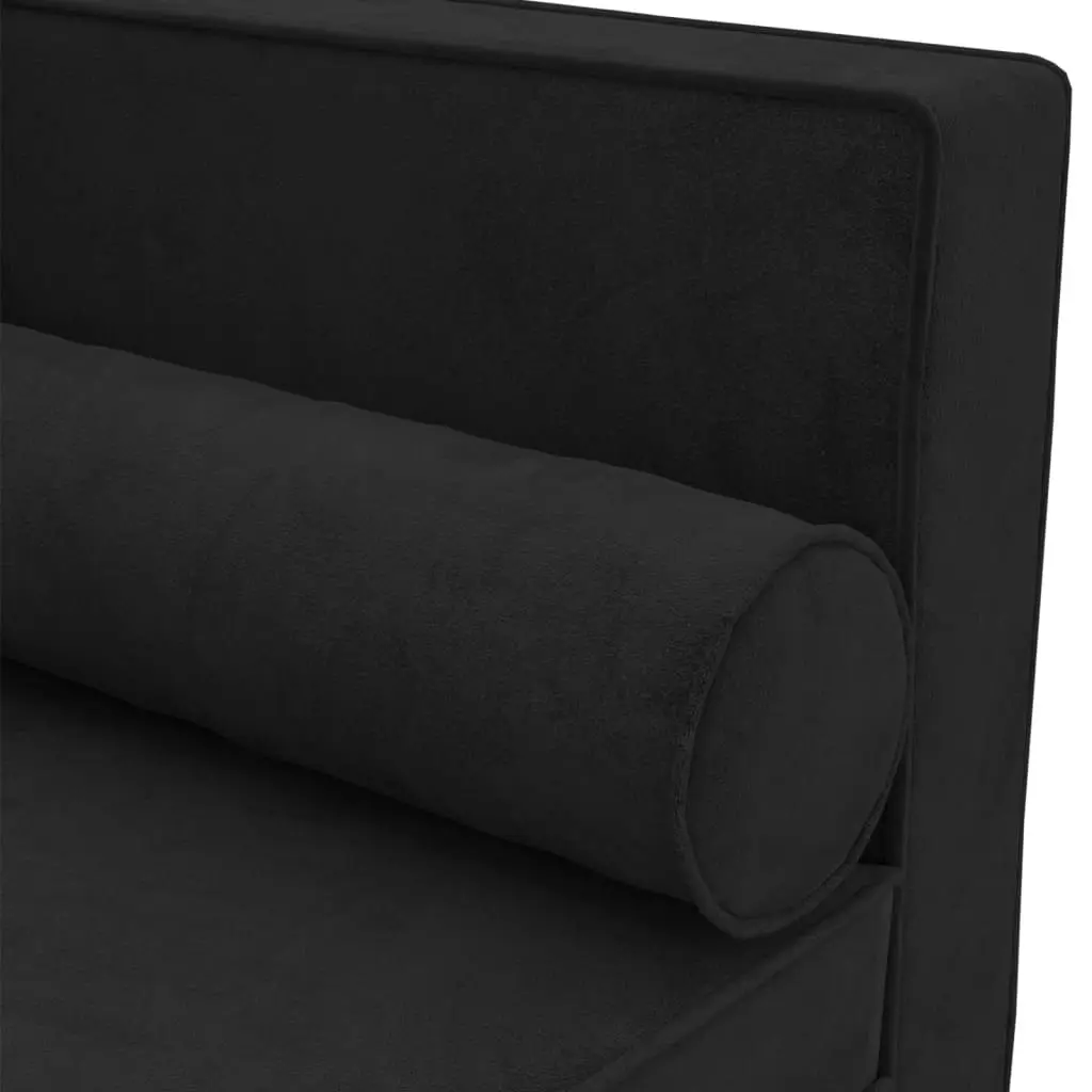 Chaise Lounge with Cushions and Bolster Black Velvet 340709