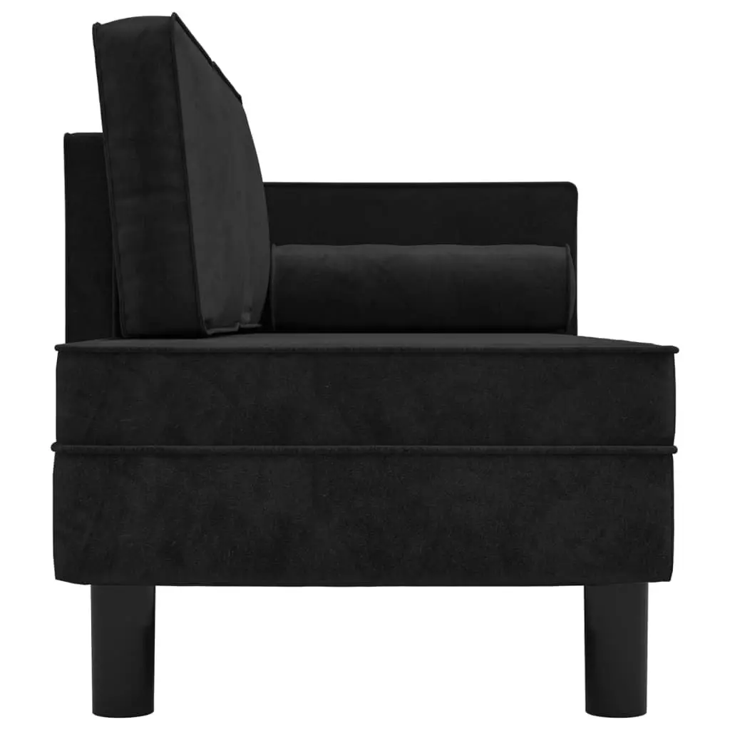 Chaise Lounge with Cushions and Bolster Black Velvet 340709