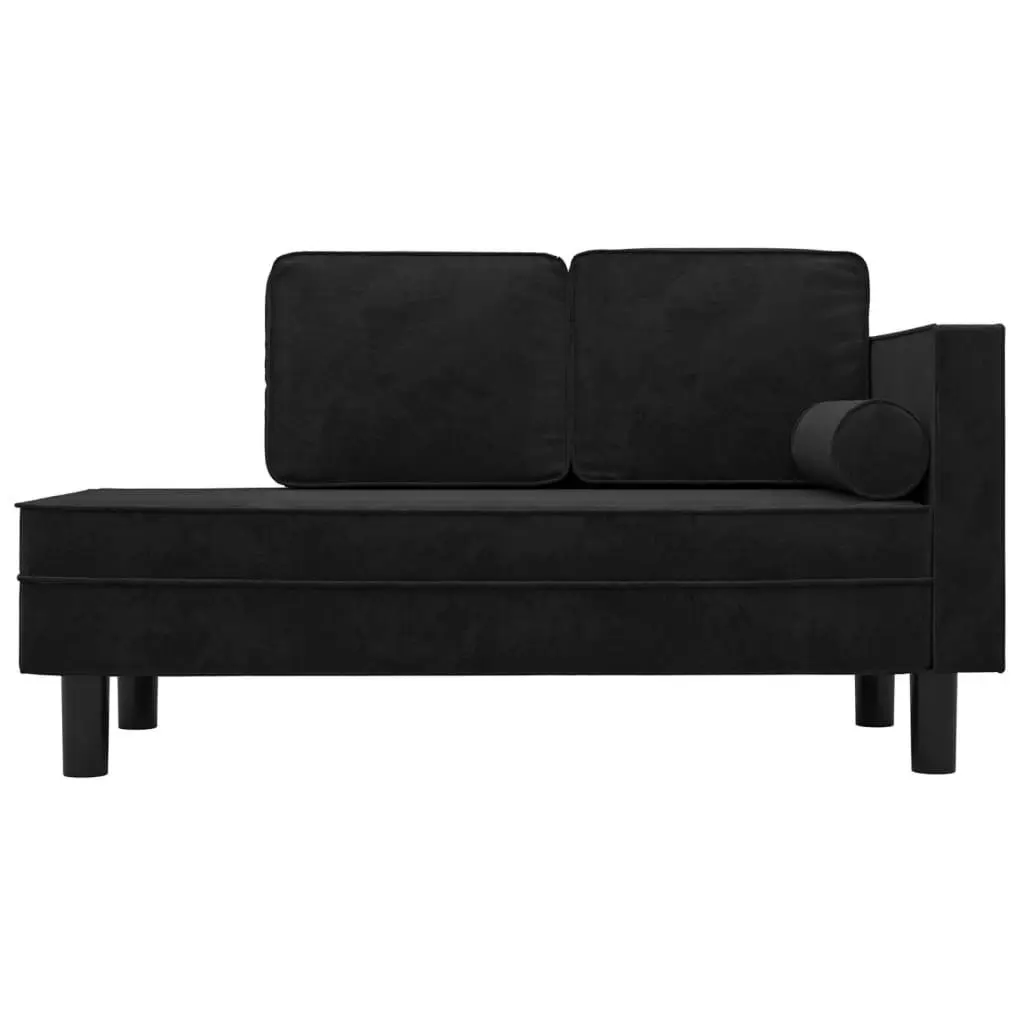 Chaise Lounge with Cushions and Bolster Black Velvet 340709