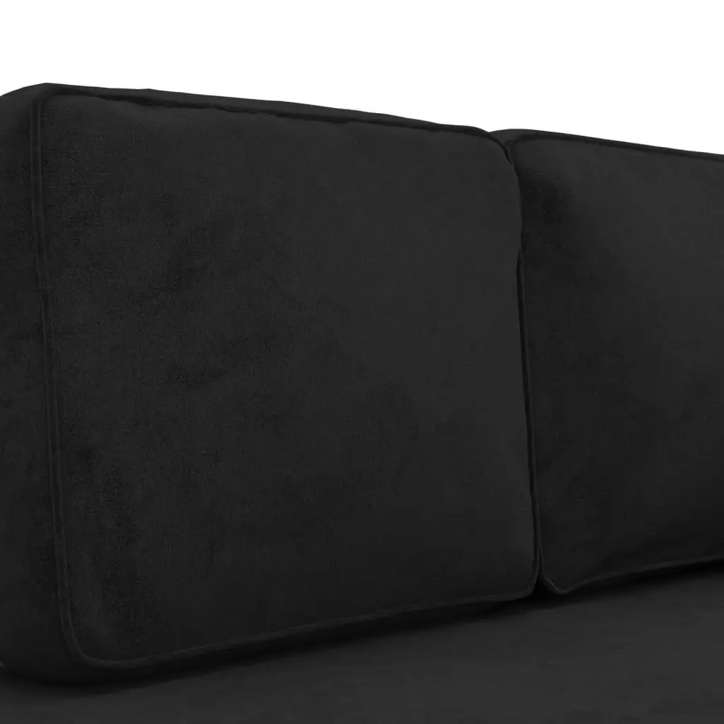 Chaise Lounge with Cushions and Bolster Black Velvet 340709