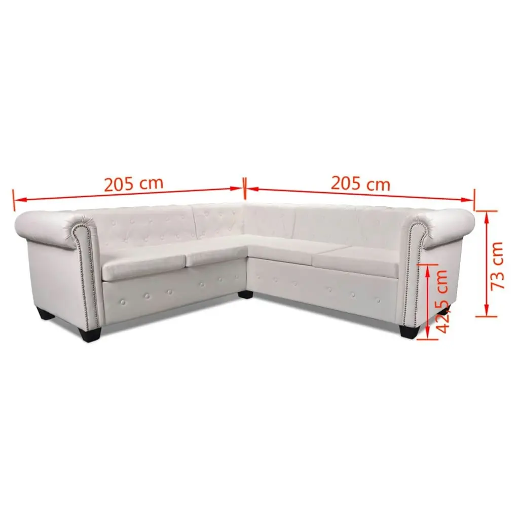 Chesterfield Corner Sofa 5-Seater Artificial Leather White 243613