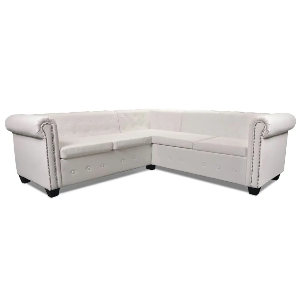 Chesterfield Corner Sofa 5-Seater Artificial Leather White 243613