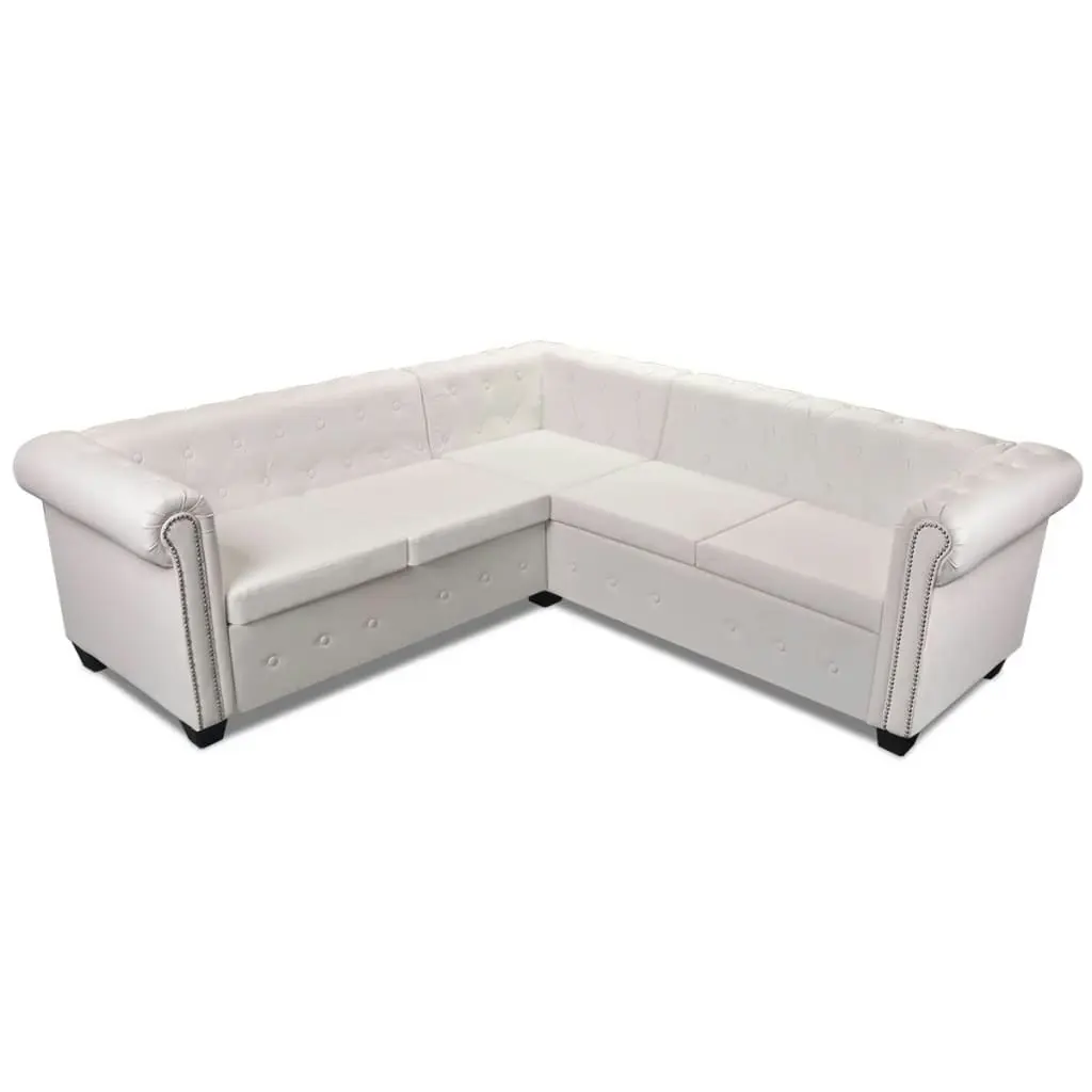 Chesterfield Corner Sofa 5-Seater Artificial Leather White 243613