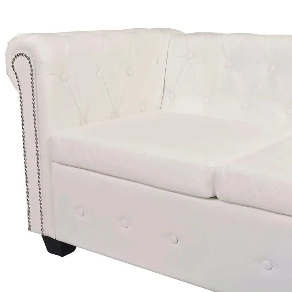 Chesterfield Corner Sofa 5-Seater Artificial Leather White 243613