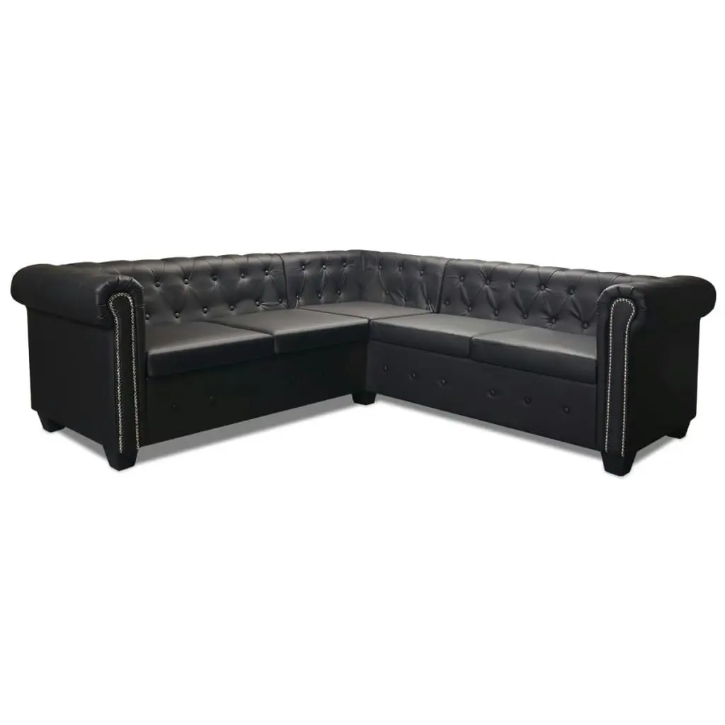 Chesterfield Corner Sofa 5-Seater Artificial Leather Black 243614