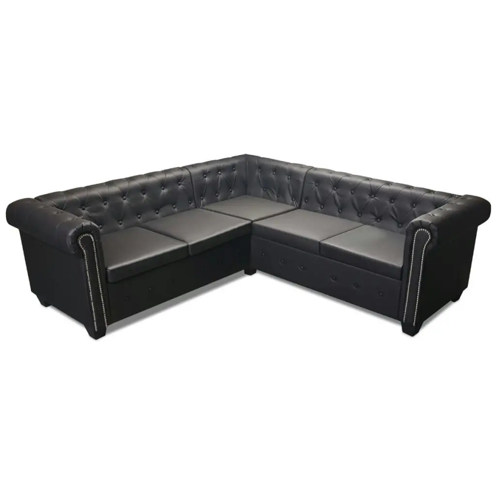 Chesterfield Corner Sofa 5-Seater Artificial Leather Black 243614