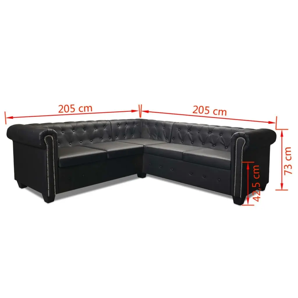 Chesterfield Corner Sofa 5-Seater Artificial Leather Black 243614