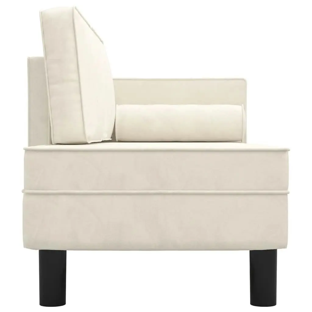 Chaise Lounge with Cushions and Bolster Cream Velvet 340712