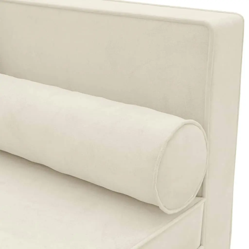 Chaise Lounge with Cushions and Bolster Cream Velvet 340712