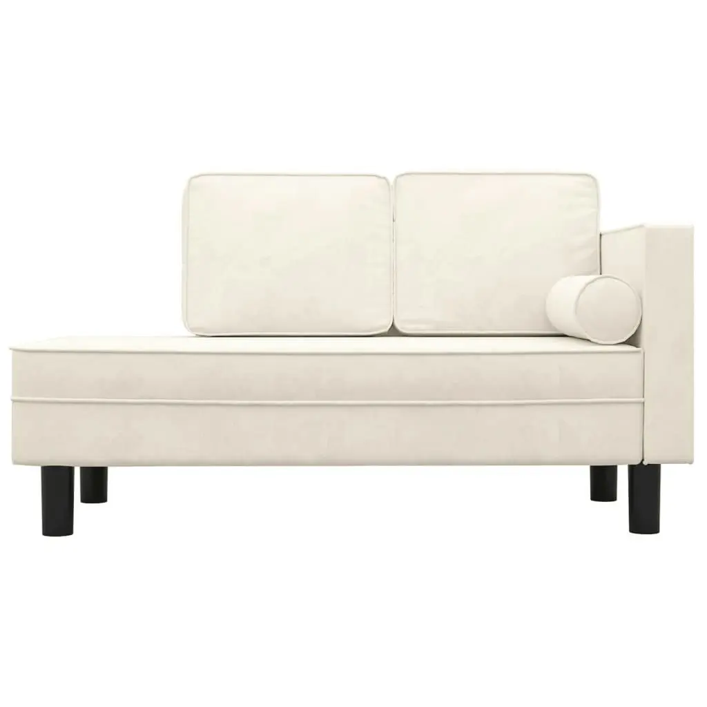 Chaise Lounge with Cushions and Bolster Cream Velvet 340712