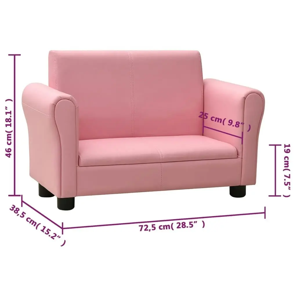 Children Sofa with Stool Pink Faux Leather 325513