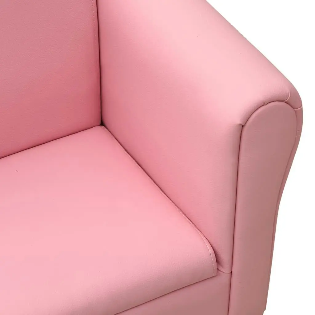 Children Sofa with Stool Pink Faux Leather 325513