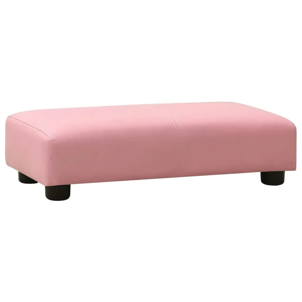 Children Sofa with Stool Pink Faux Leather 325513