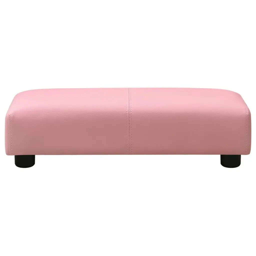 Children Sofa with Stool Pink Faux Leather 325513