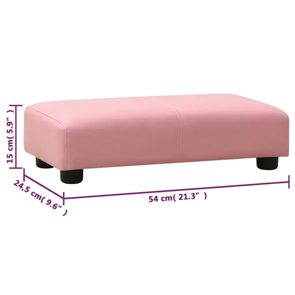 Children Sofa with Stool Pink Faux Leather 325513