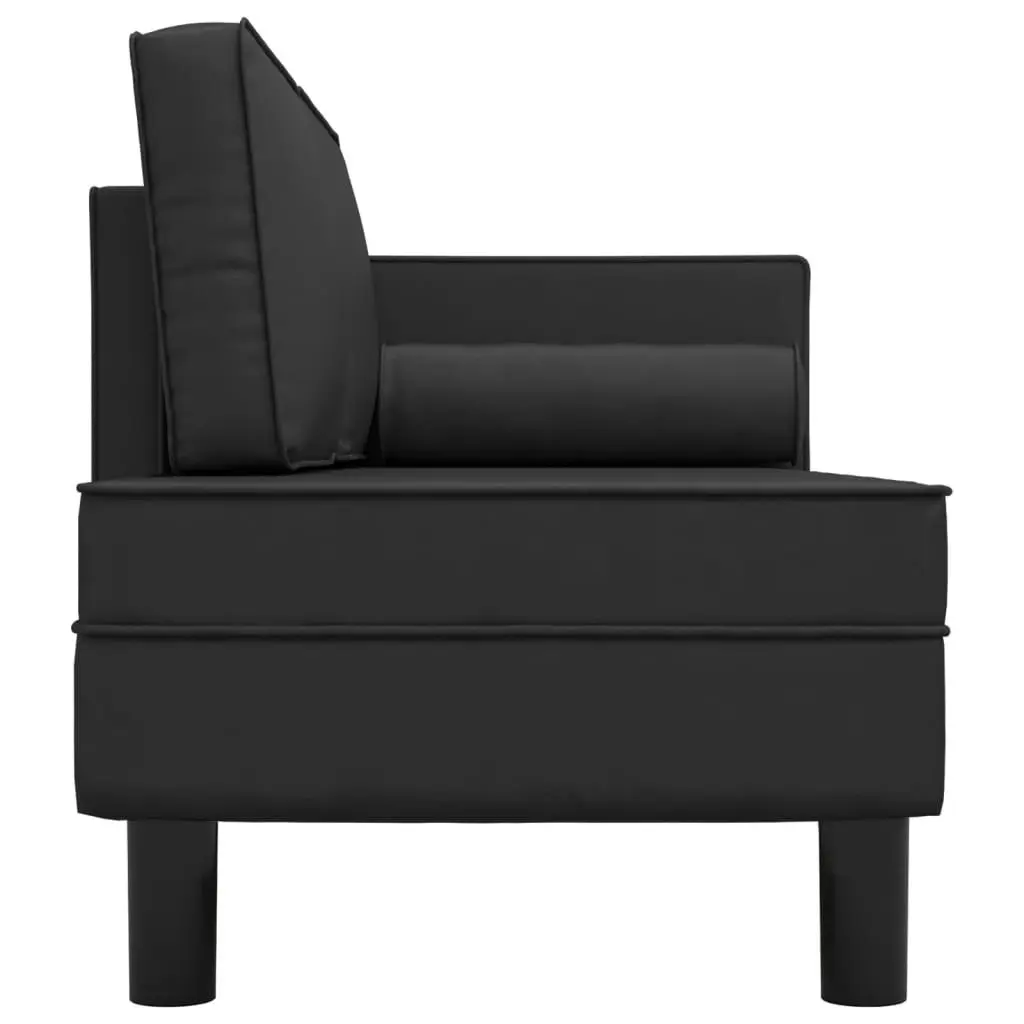 Chaise Lounge with Cushions and Bolster Black Faux Leather 340695