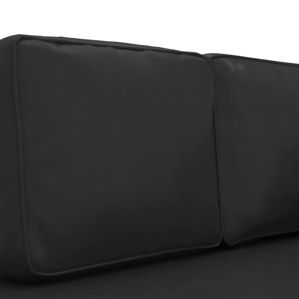 Chaise Lounge with Cushions and Bolster Black Faux Leather 340695