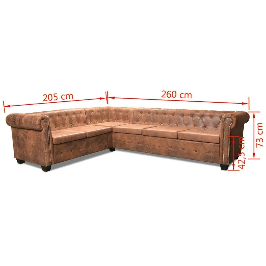 Chesterfield Corner Sofa 6-Seater Artificial Leather Brown 243618