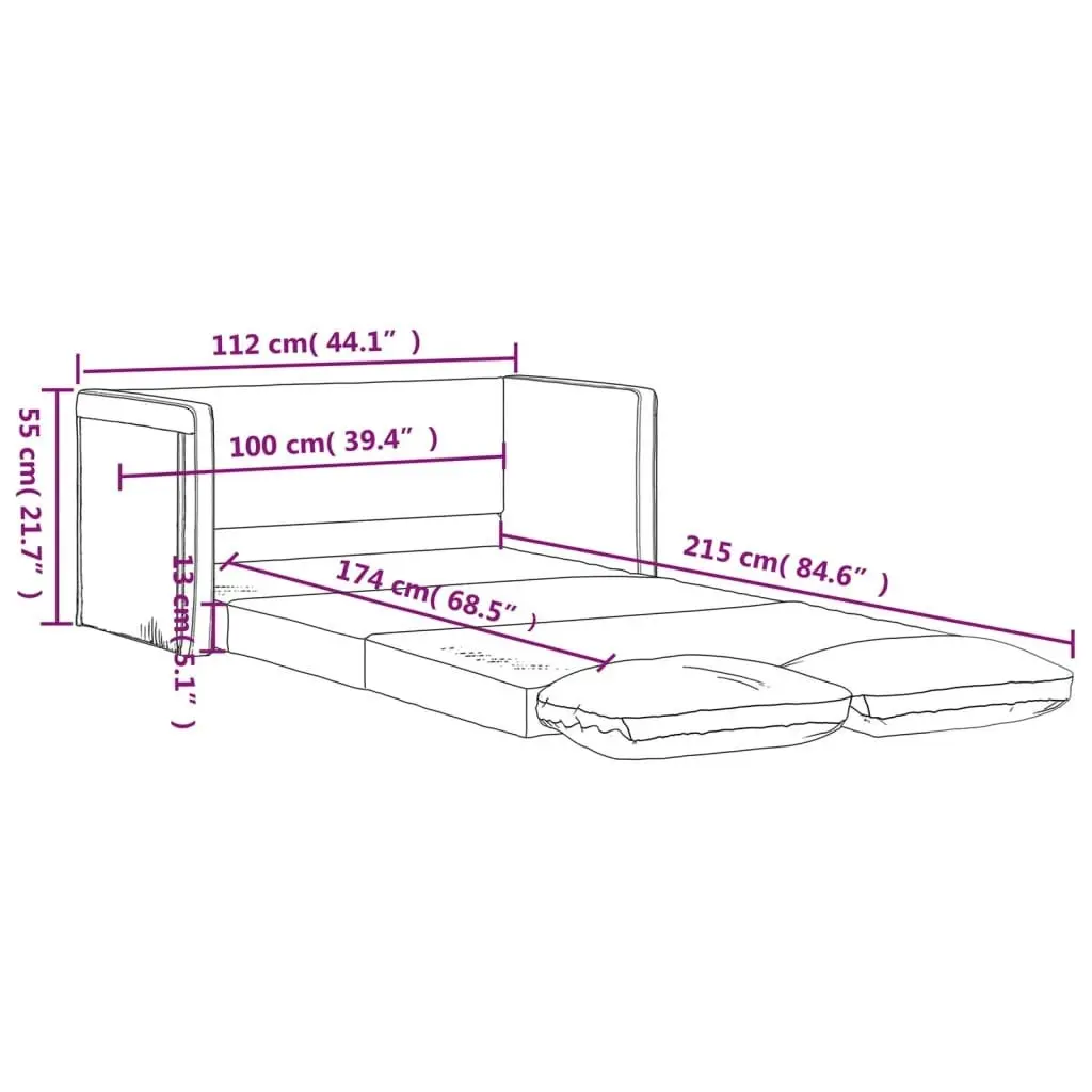 Floor Sofa Bed 2-in-1 Dark Grey 112x174x55 cm Fabric 353965