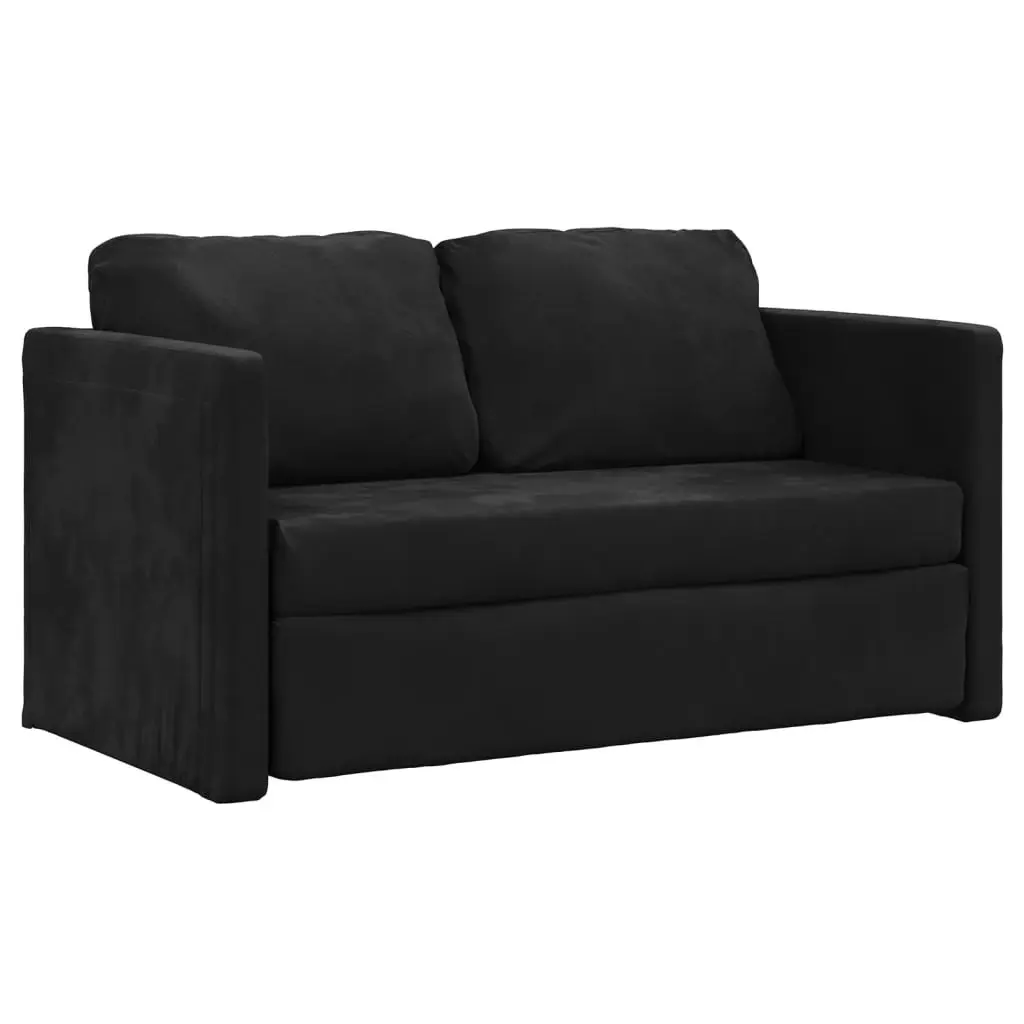 Floor Sofa Bed 2-in-1 Black 122x204x55 cm Velvet 353959