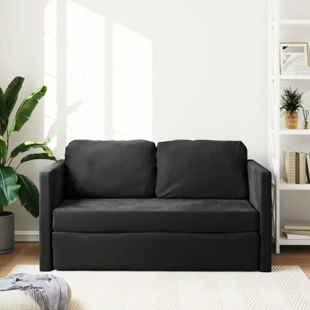 Floor Sofa Bed 2-in-1 Black 122x204x55 cm Velvet 353959