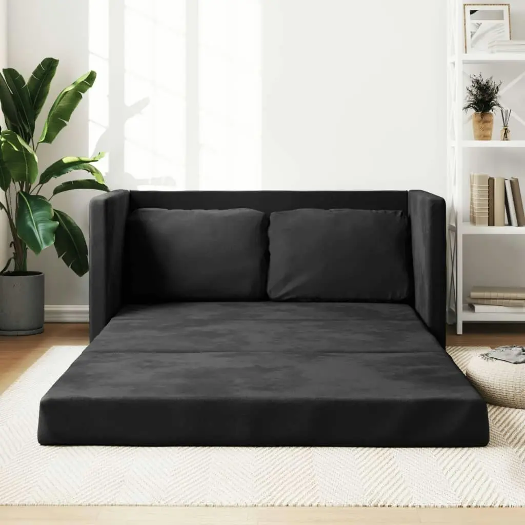 Floor Sofa Bed 2-in-1 Black 122x204x55 cm Velvet 353959