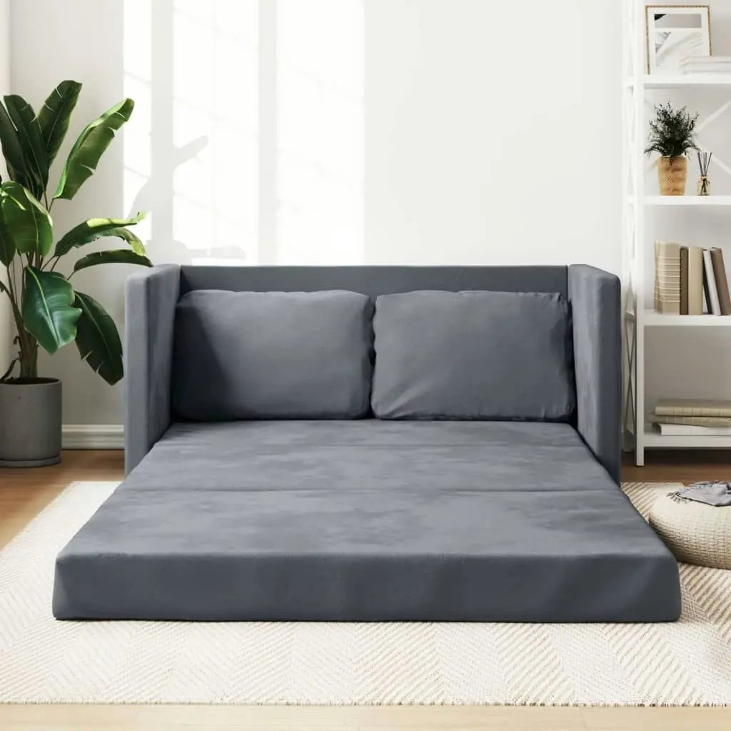 Floor Sofa Bed 2-in-1 Dark Grey 122x204x55 cm Velvet 353958