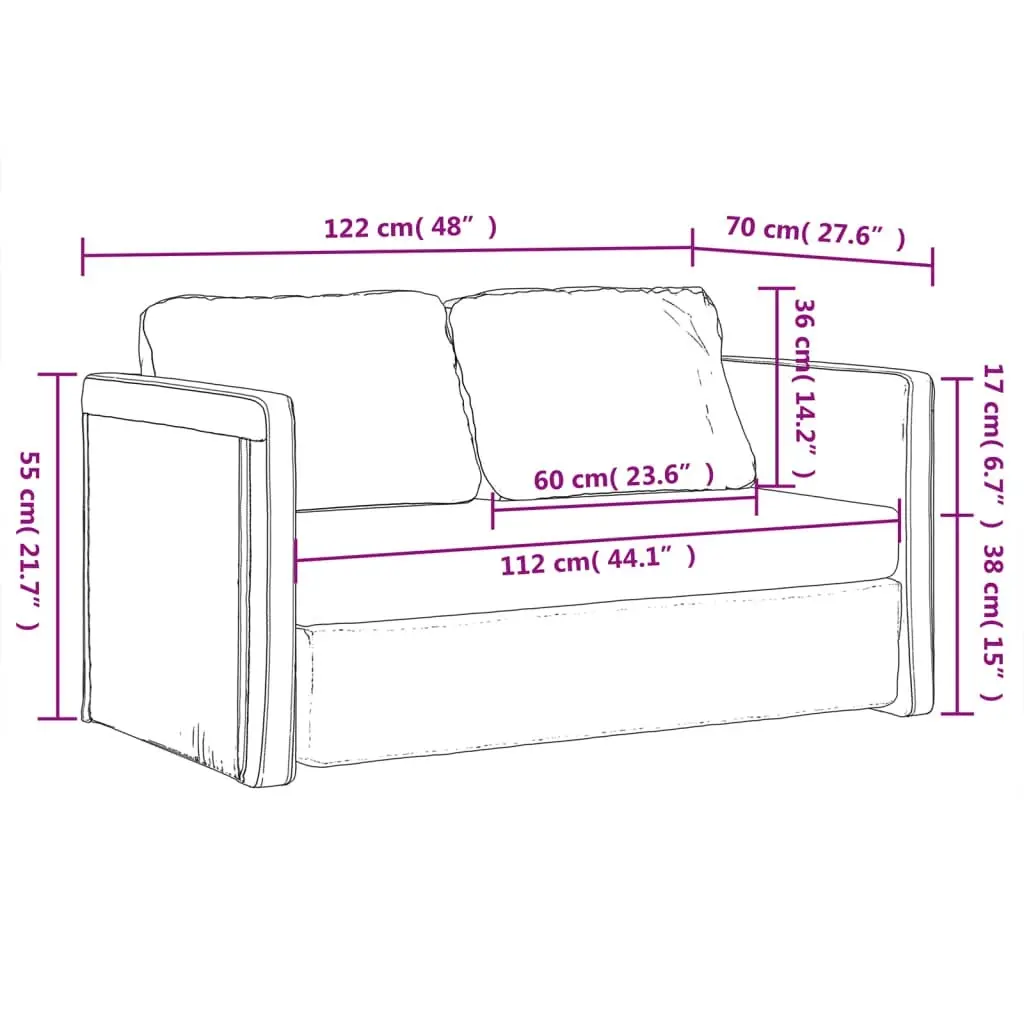 Floor Sofa Bed 2-in-1 Dark Grey 122x204x55 cm Velvet 353958