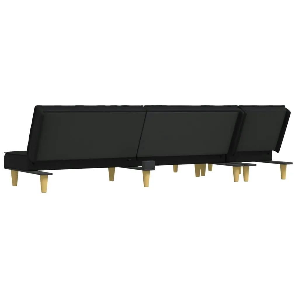 L-shaped Sofa Bed Black 255x140x70 cm Fabric 3157249