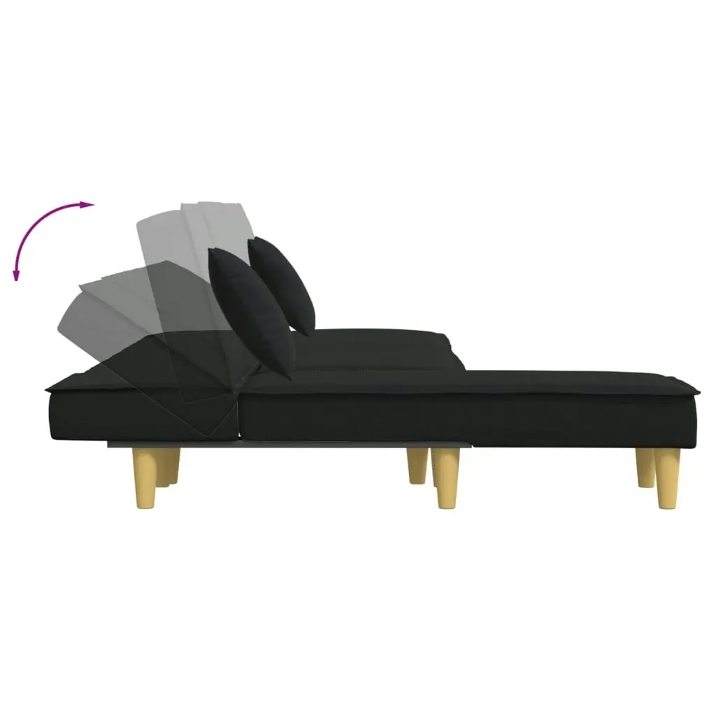 L-shaped Sofa Bed Black 255x140x70 cm Fabric 3157249