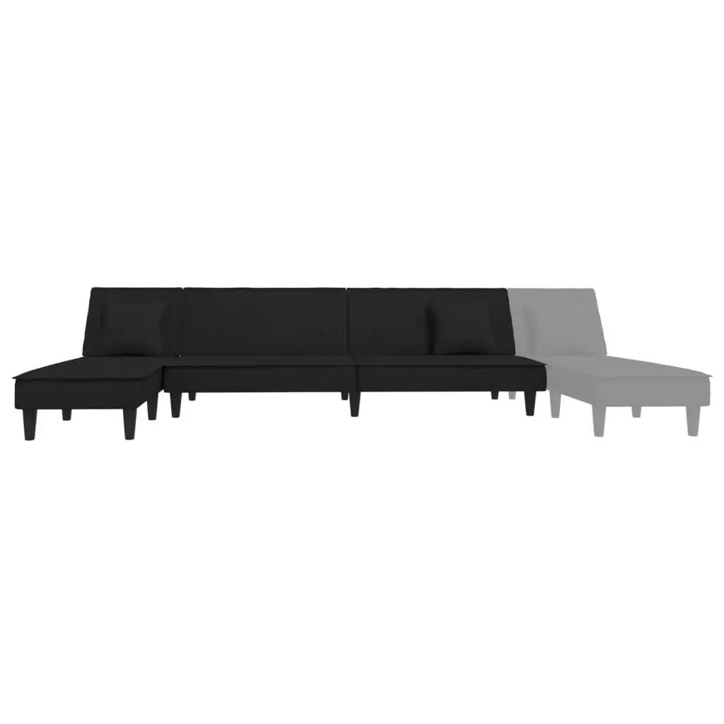 L-shaped Sofa Bed Black 255x140x70 cm Velvet 3157254