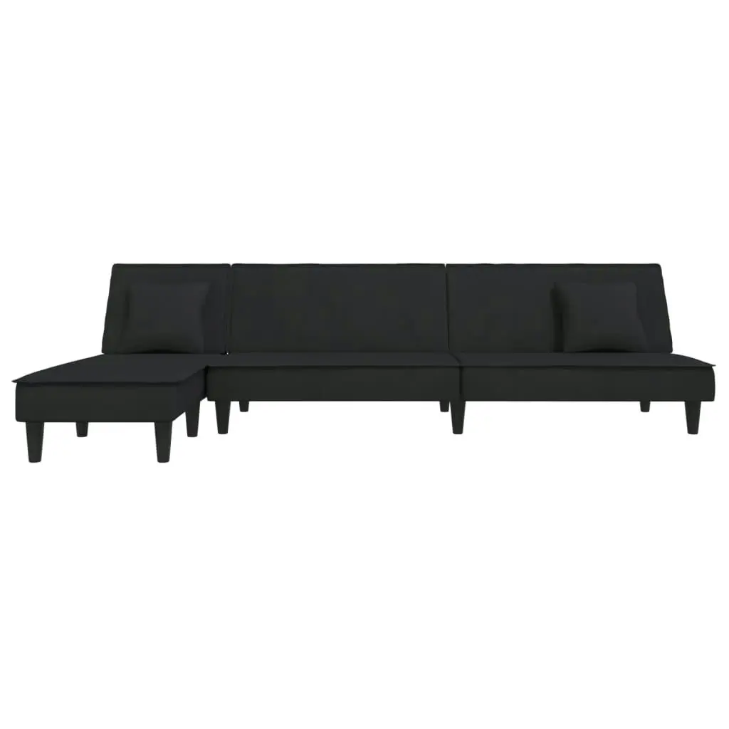 L-shaped Sofa Bed Black 255x140x70 cm Velvet 3157254