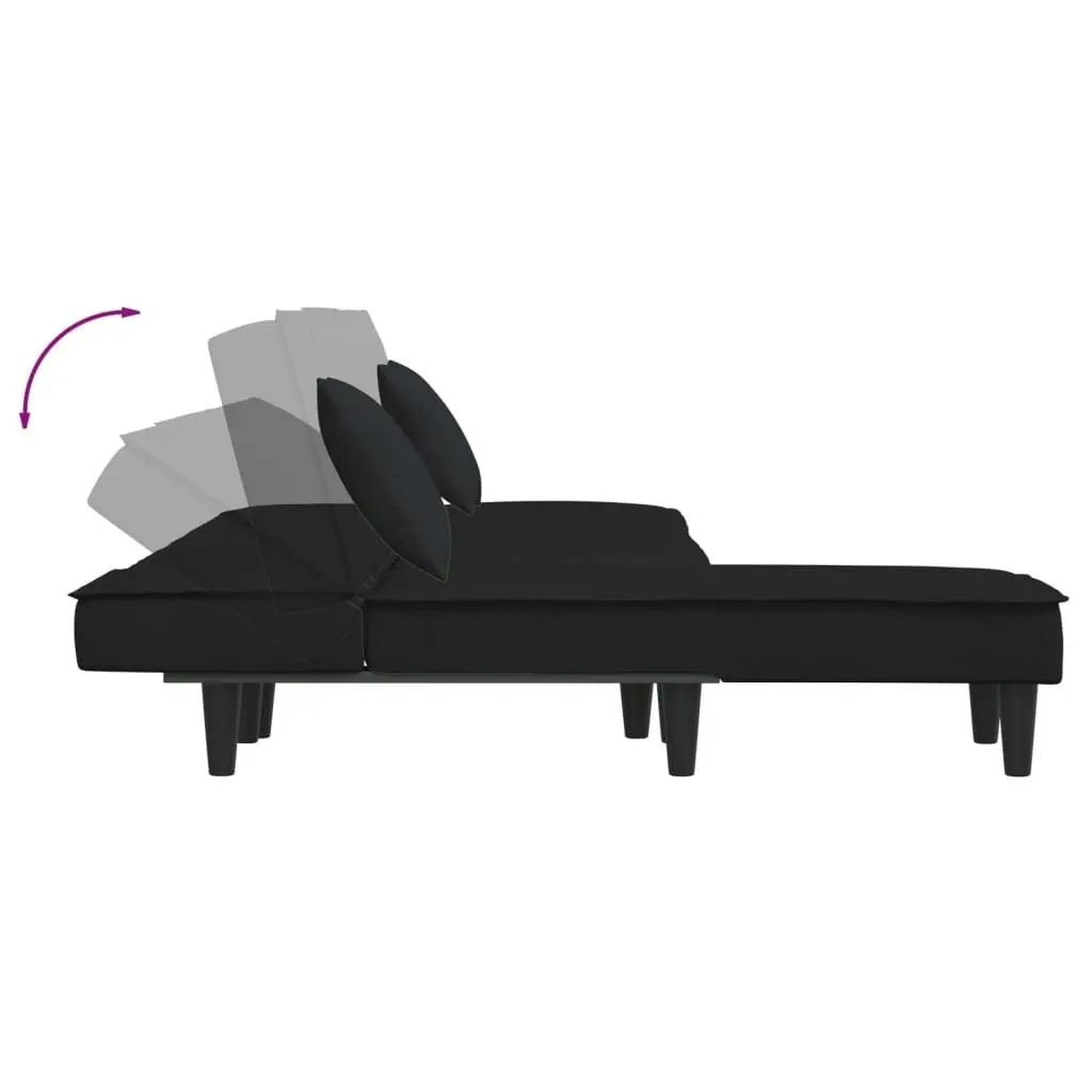 L-shaped Sofa Bed Black 255x140x70 cm Velvet 3157254