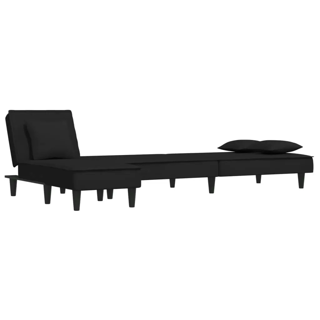 L-shaped Sofa Bed Black 255x140x70 cm Velvet 3157254