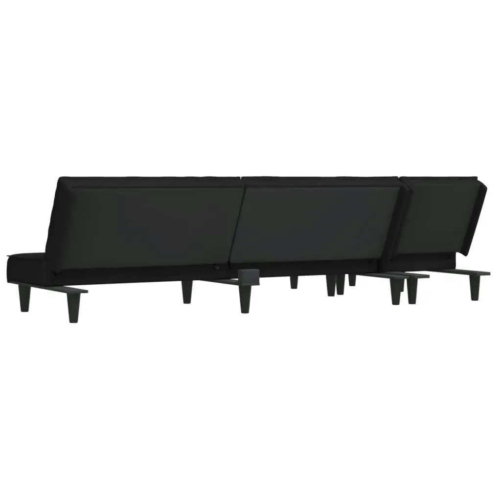 L-shaped Sofa Bed Black 255x140x70 cm Velvet 3157254