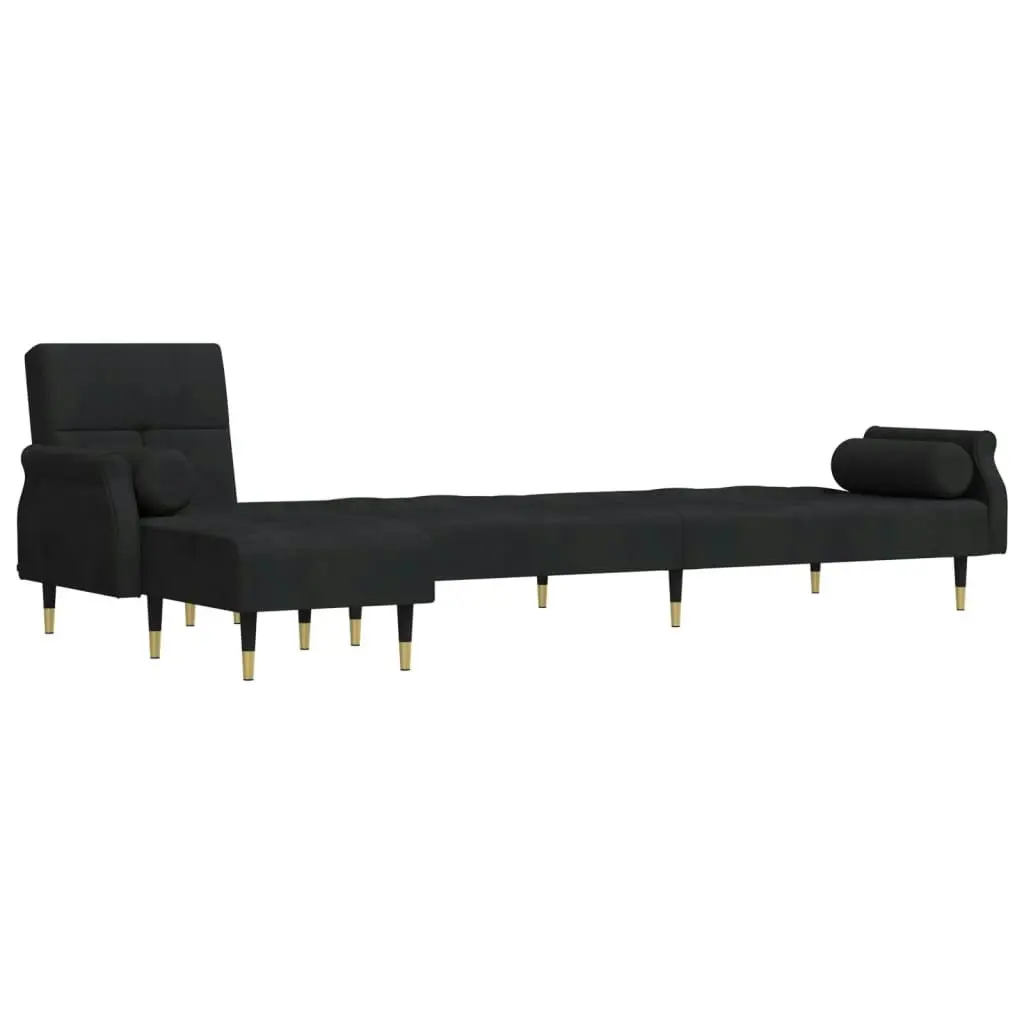 L-shaped Sofa Bed Black 271x140x70 cm Velvet 3157224