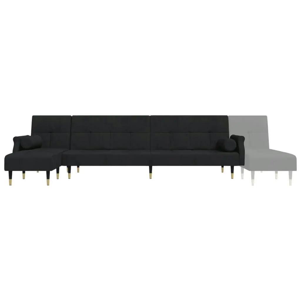 L-shaped Sofa Bed Black 271x140x70 cm Velvet 3157224