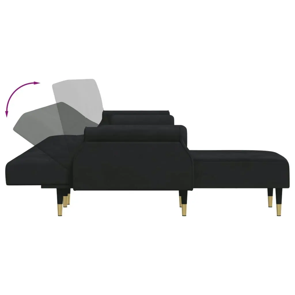 L-shaped Sofa Bed Black 271x140x70 cm Velvet 3157224