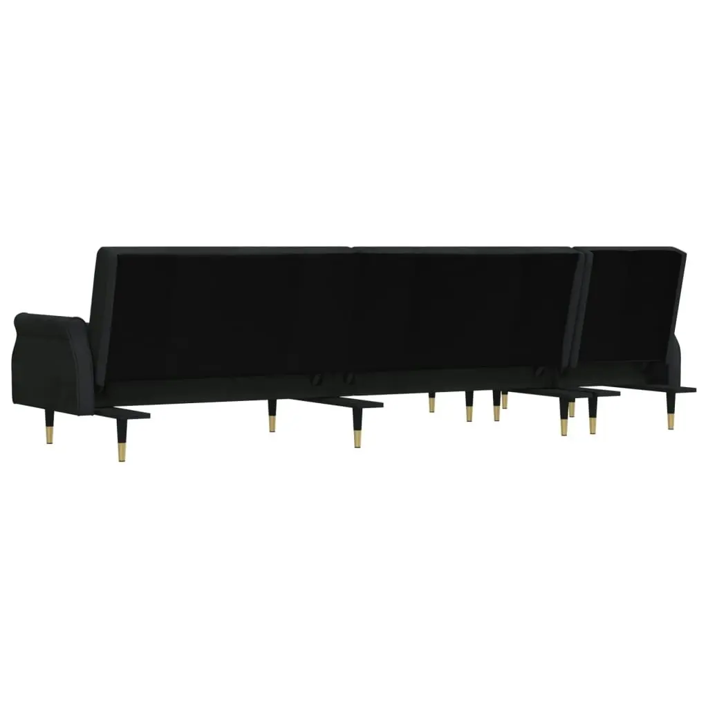 L-shaped Sofa Bed Black 271x140x70 cm Velvet 3157224