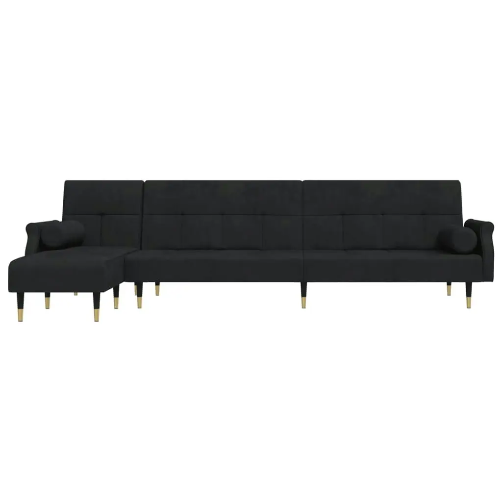 L-shaped Sofa Bed Black 271x140x70 cm Velvet 3157224